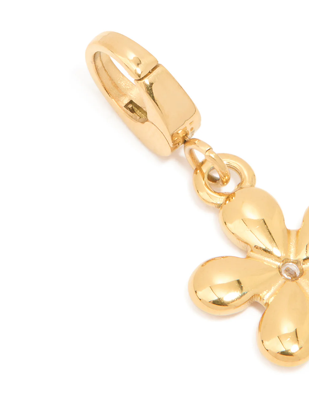 Waterproof Gold Plated Stainless Steel Flower Diamante Charm - Image 3