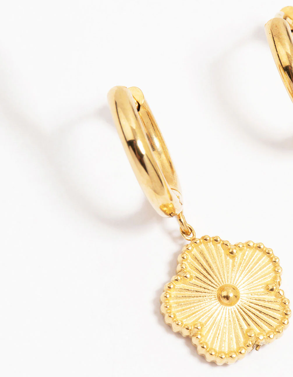 Waterproof Gold Plated Stainless Steel Flower Drop Hoop Earrings - Image 4