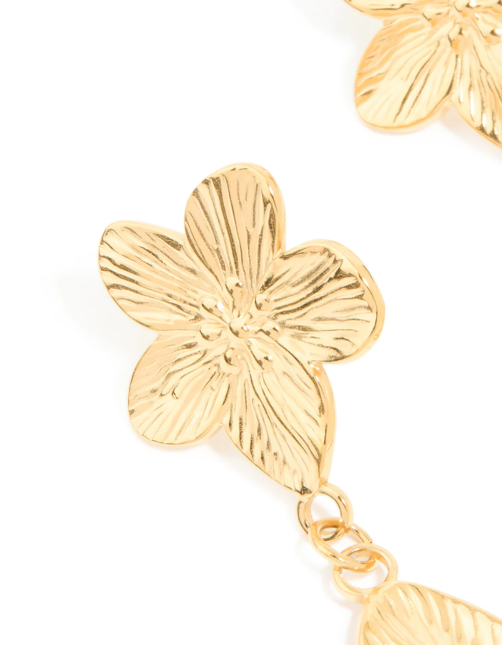 Waterproof Gold Plated Stainless Steel Flower Pearl Drop Earrings - Image 2