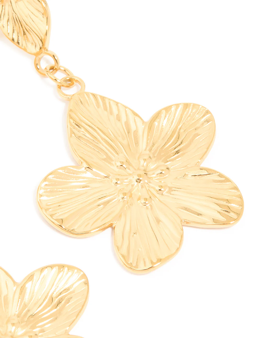 Waterproof Gold Plated Stainless Steel Flower Pearl Drop Earrings - Image 3