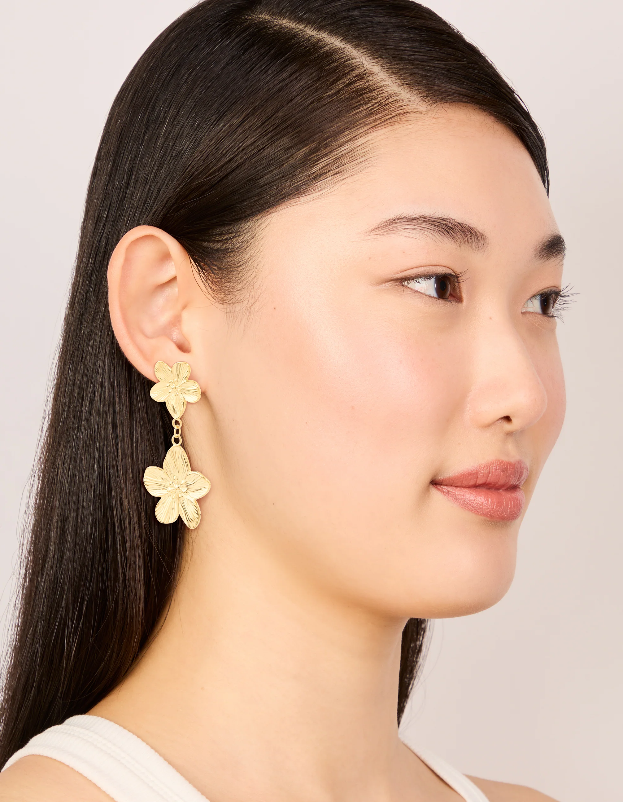 Waterproof Gold Plated Stainless Steel Flower Pearl Drop Earrings - Image 4