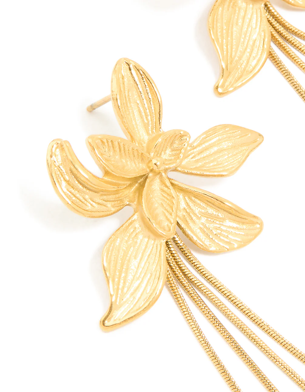 Waterproof Gold Plated Stainless Steel Flower Snake Chain Earrings - Image 4