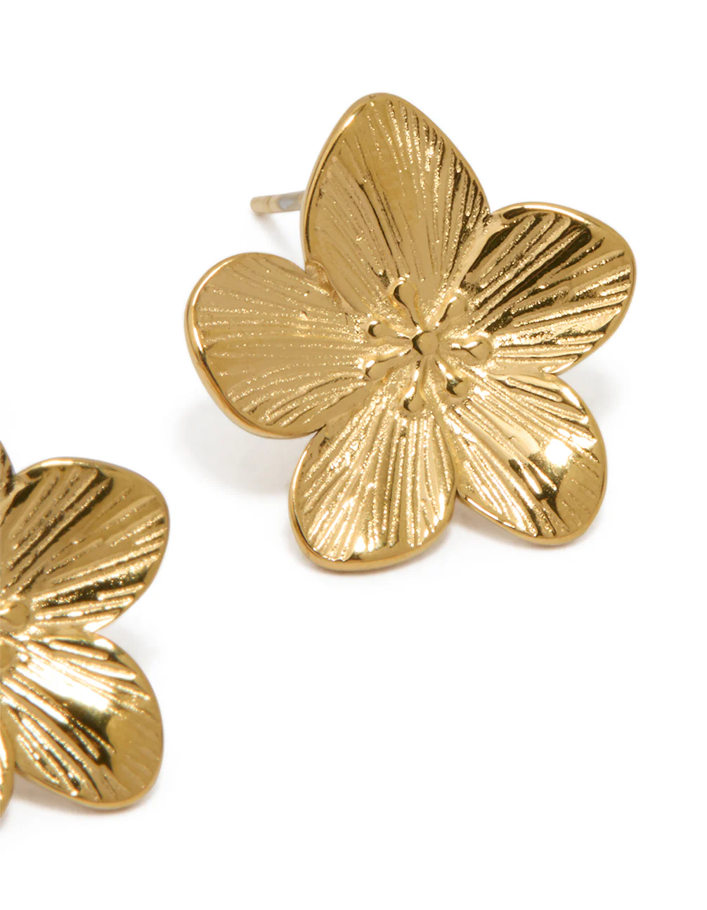 Waterproof Gold Plated Stainless Steel Flower Stud Earrings - Image 3