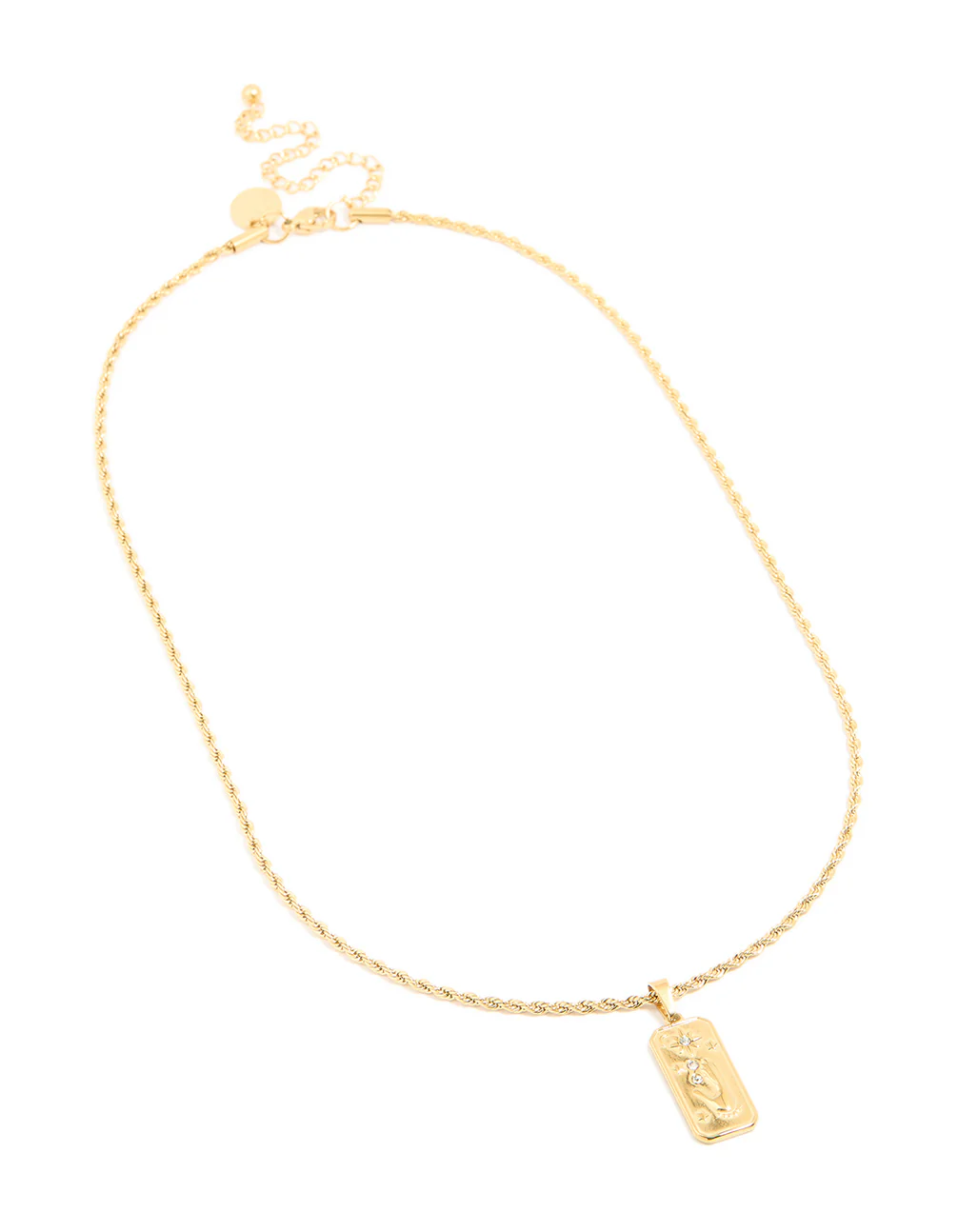 Waterproof Gold Plated Stainless Steel Flower Tab Necklace - Image 2