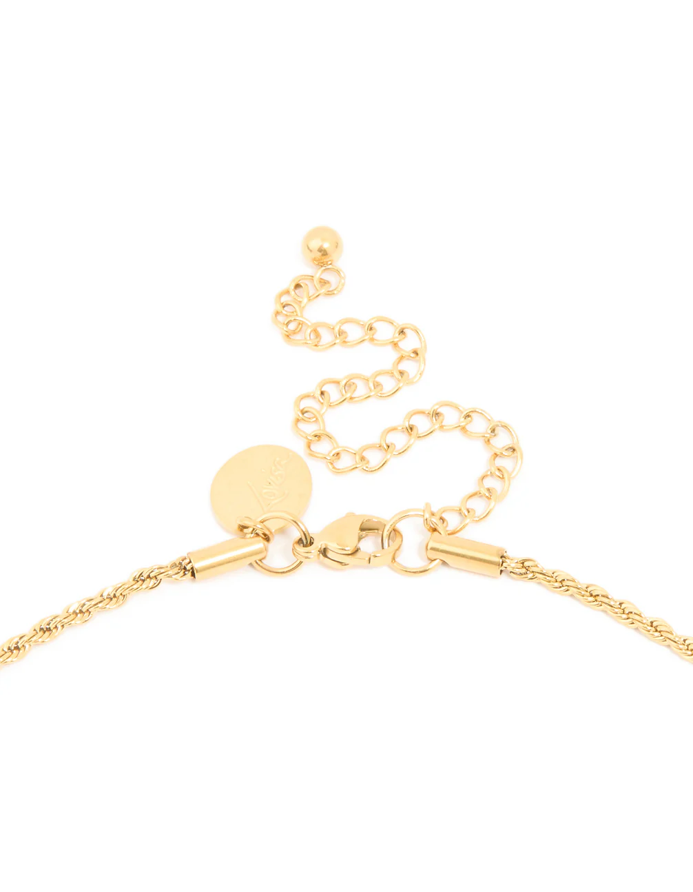 Waterproof Gold Plated Stainless Steel Flower Tab Necklace - Image 3