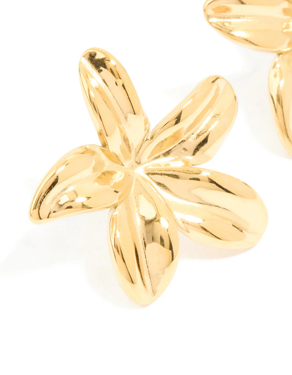 Waterproof Gold Plated Stainless Steel Frangipani Flower Stud Earrings - Image 2