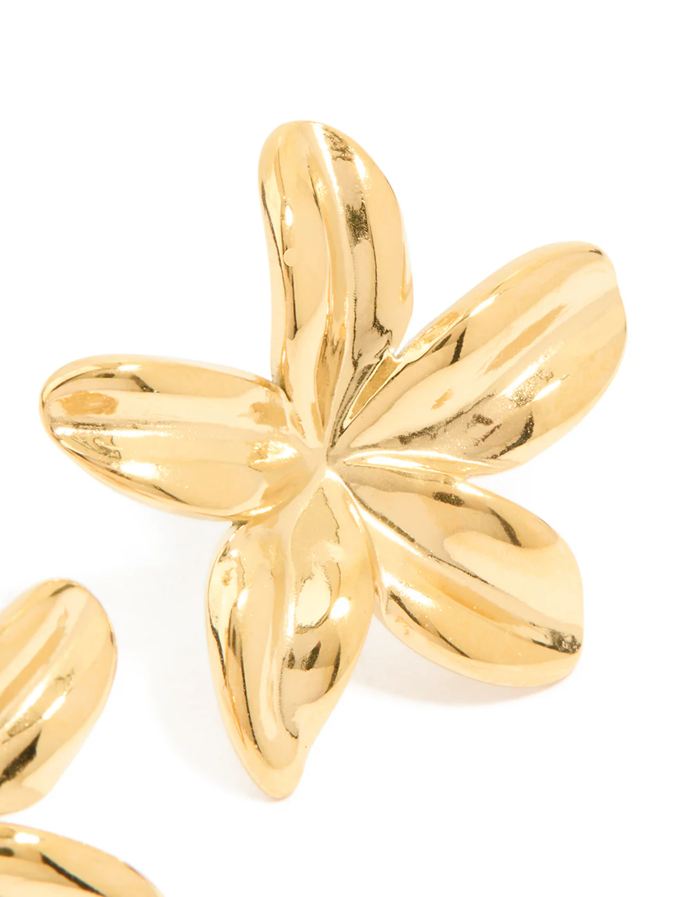 Waterproof Gold Plated Stainless Steel Frangipani Flower Stud Earrings - Image 3