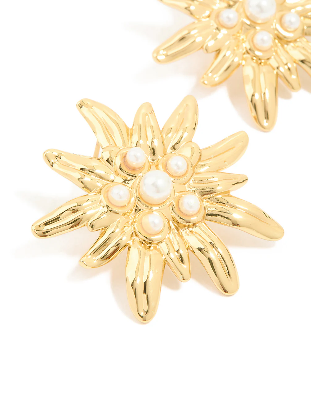 Waterproof Gold Plated Stainless Steel Freshwater Pearl Urchin Stud Earrings - Image 4