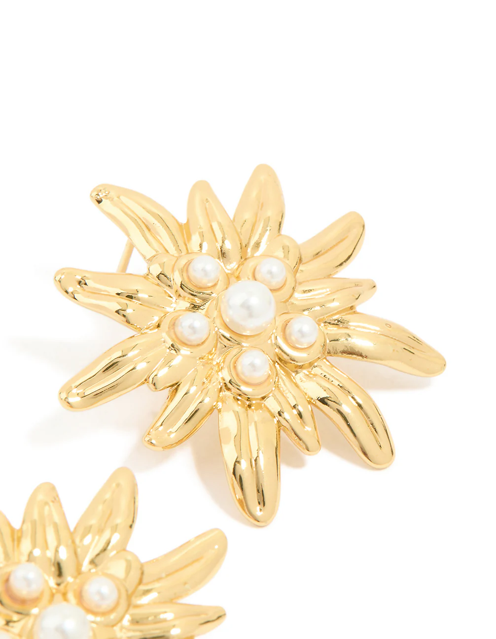 Waterproof Gold Plated Stainless Steel Freshwater Pearl Urchin Stud Earrings - Image 5