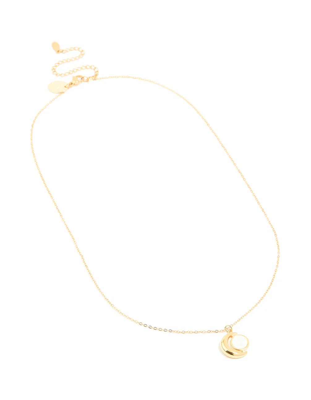 Waterproof Gold Plated Stainless Steel Full & Crescent Moon Phase Necklace - Image 2