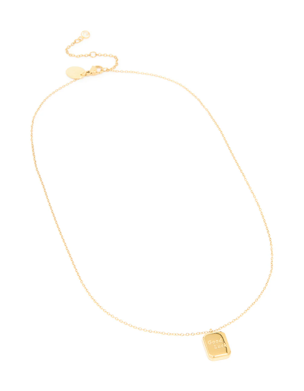 Waterproof Gold Plated Stainless Steel 'Good Luck' Pendant Necklace - Image 2