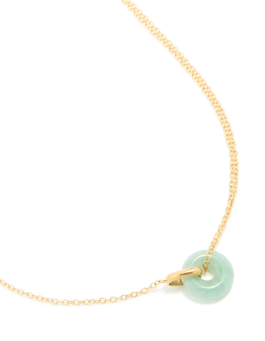 Waterproof Gold Plated Stainless Steel Green Acrylic Doughnut Necklace - Image 2