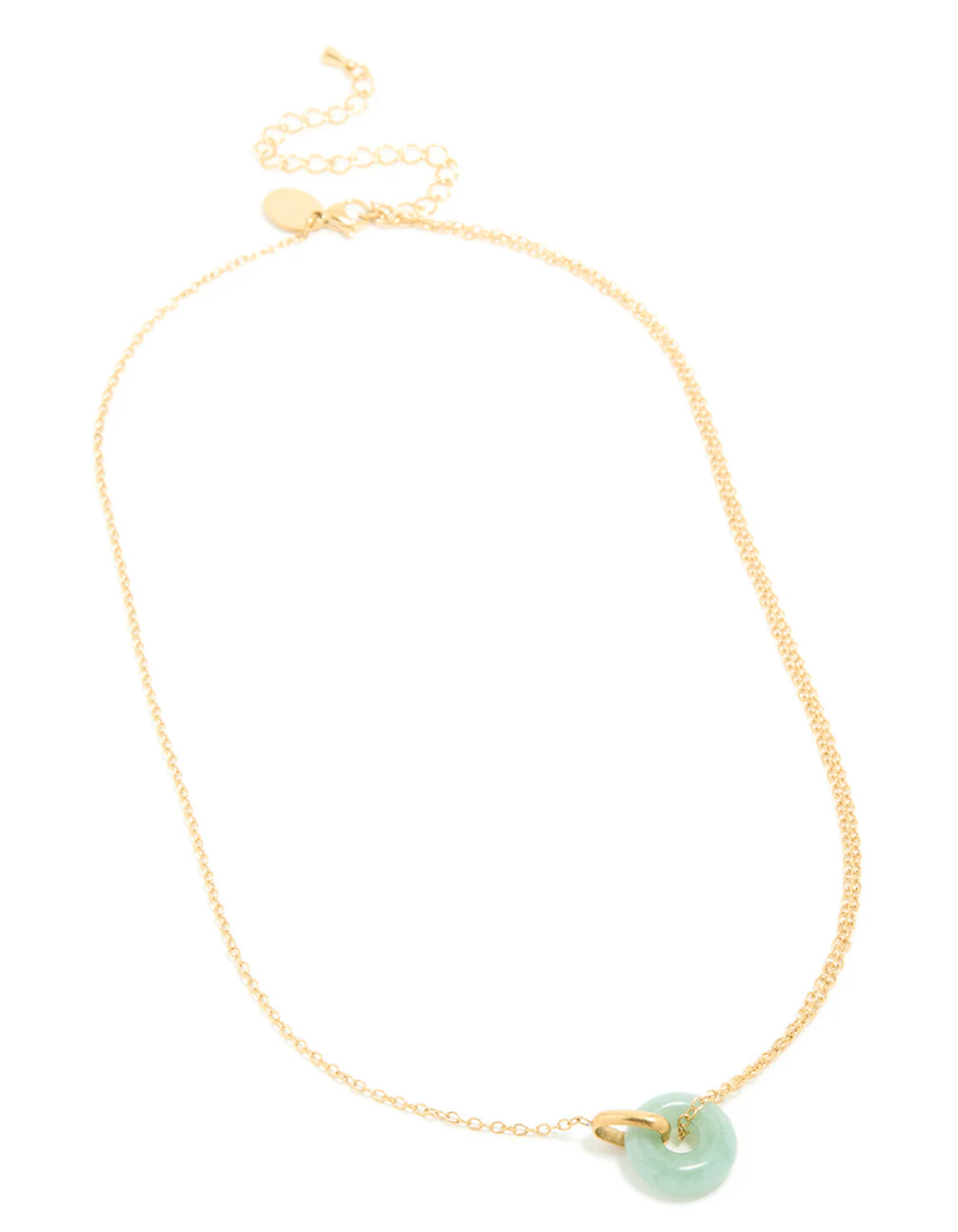 Waterproof Gold Plated Stainless Steel Green Acrylic Doughnut Necklace - Image 4