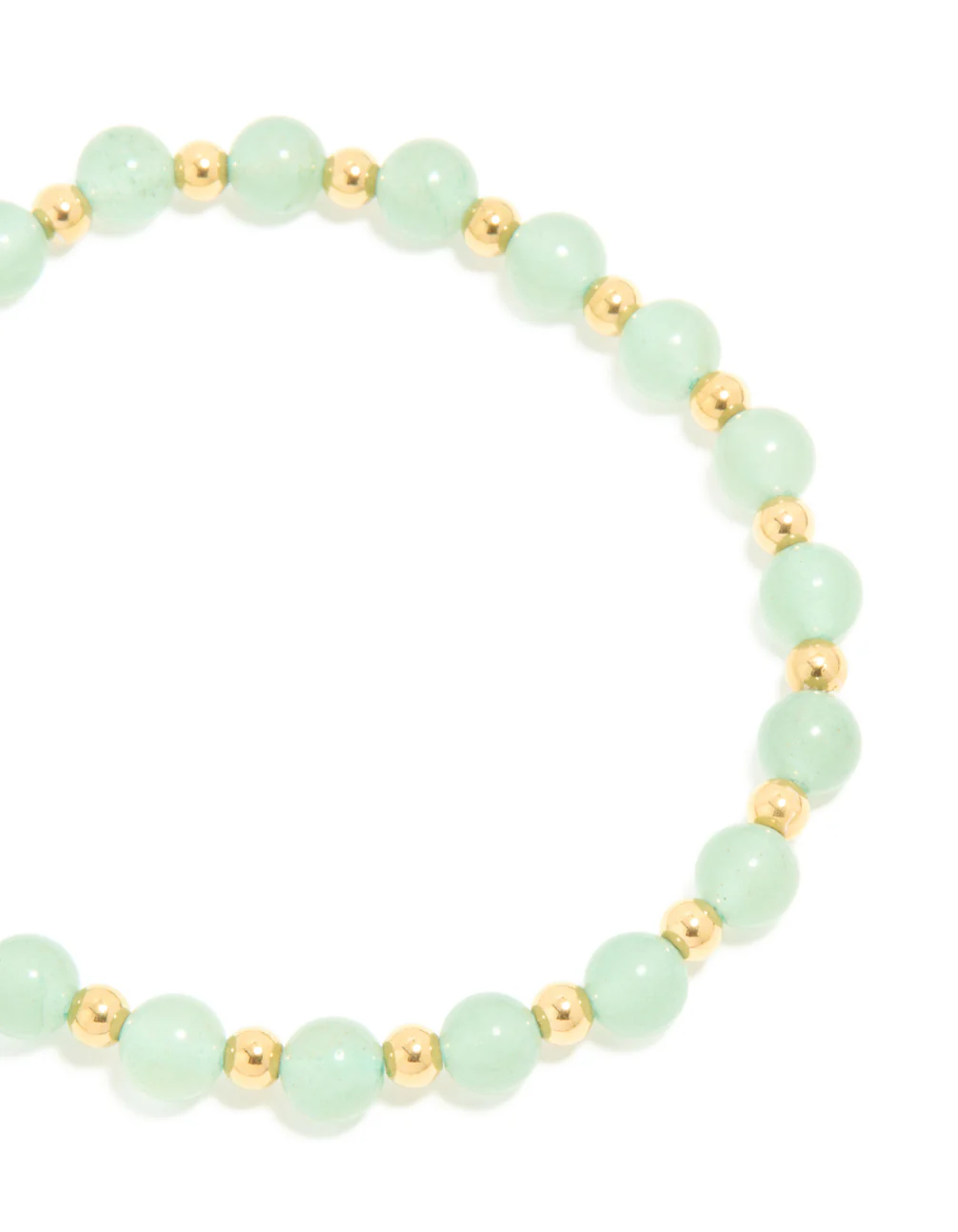 Waterproof Gold Plated Stainless Steel Green Beaded Stretch Bracelet - Image 4