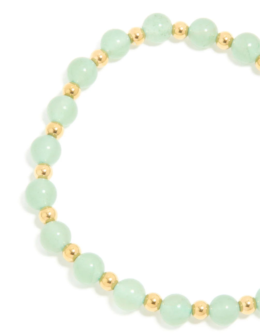 Waterproof Gold Plated Stainless Steel Green Beaded Stretch Bracelet - Image 5