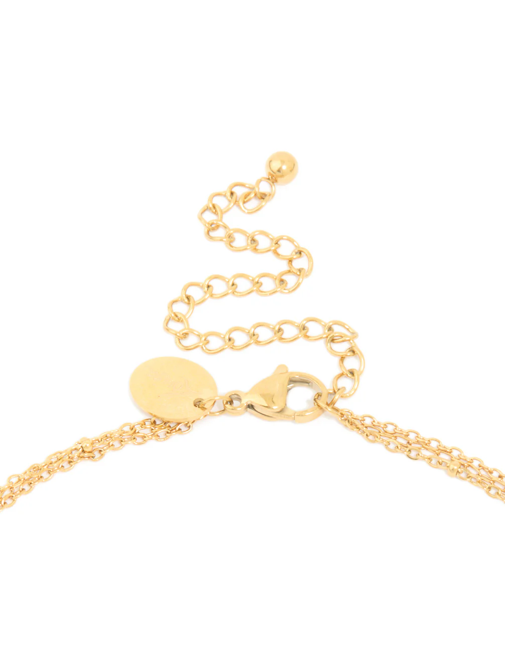 Waterproof Gold Plated Stainless Steel Green Jade Semi Precious Stone Pendant & Chain Layered Necklace - Image 3