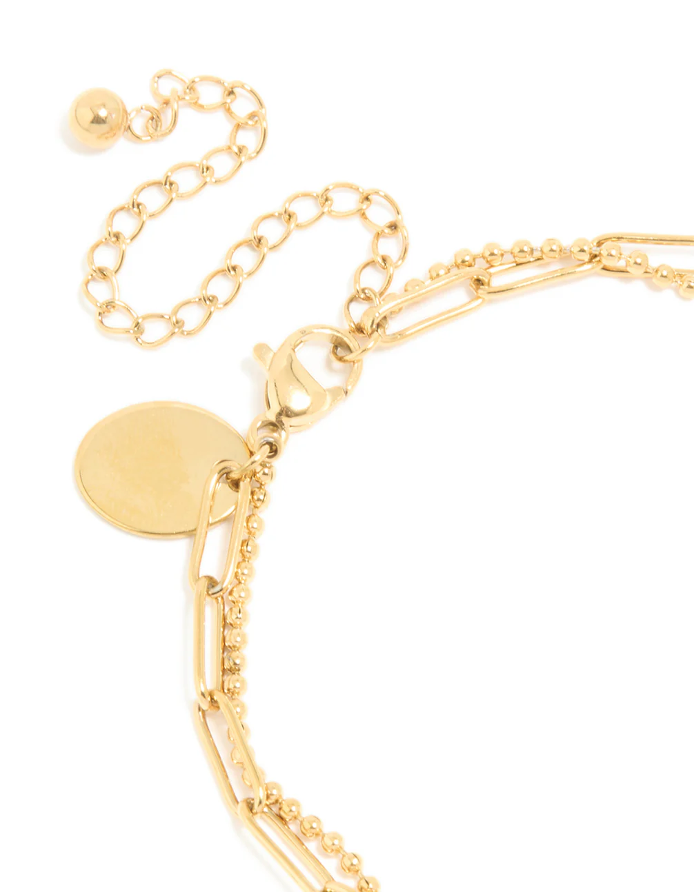 Waterproof Gold Plated Stainless Steel Green Semi Precious Stone & Love Bracelet 2-Pack - Image 3