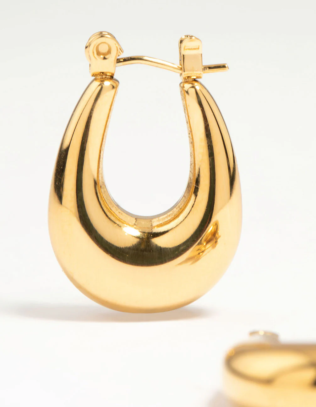 Waterproof Gold Plated Stainless Steel Half Hoop Earrings - Image 4