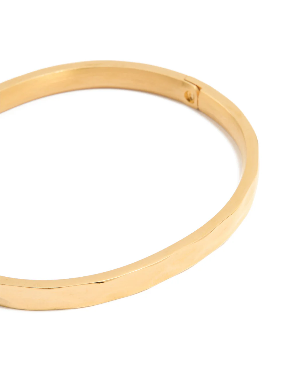 Waterproof Gold Plated Stainless Steel Hammered Hinged Bangle - Image 2