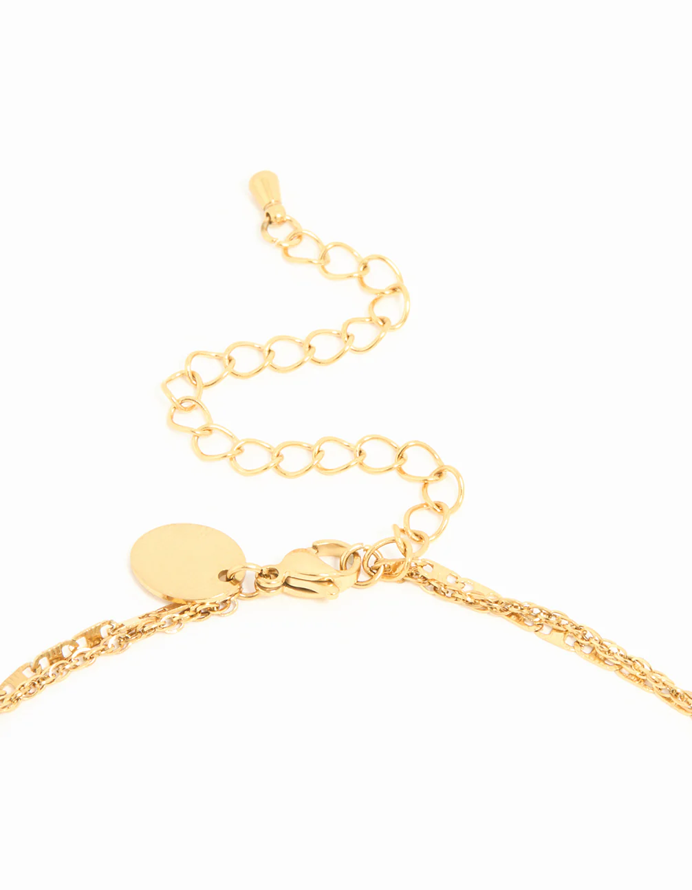 Waterproof Gold Plated Stainless Steel Hammered Layered Necklace - Image 3