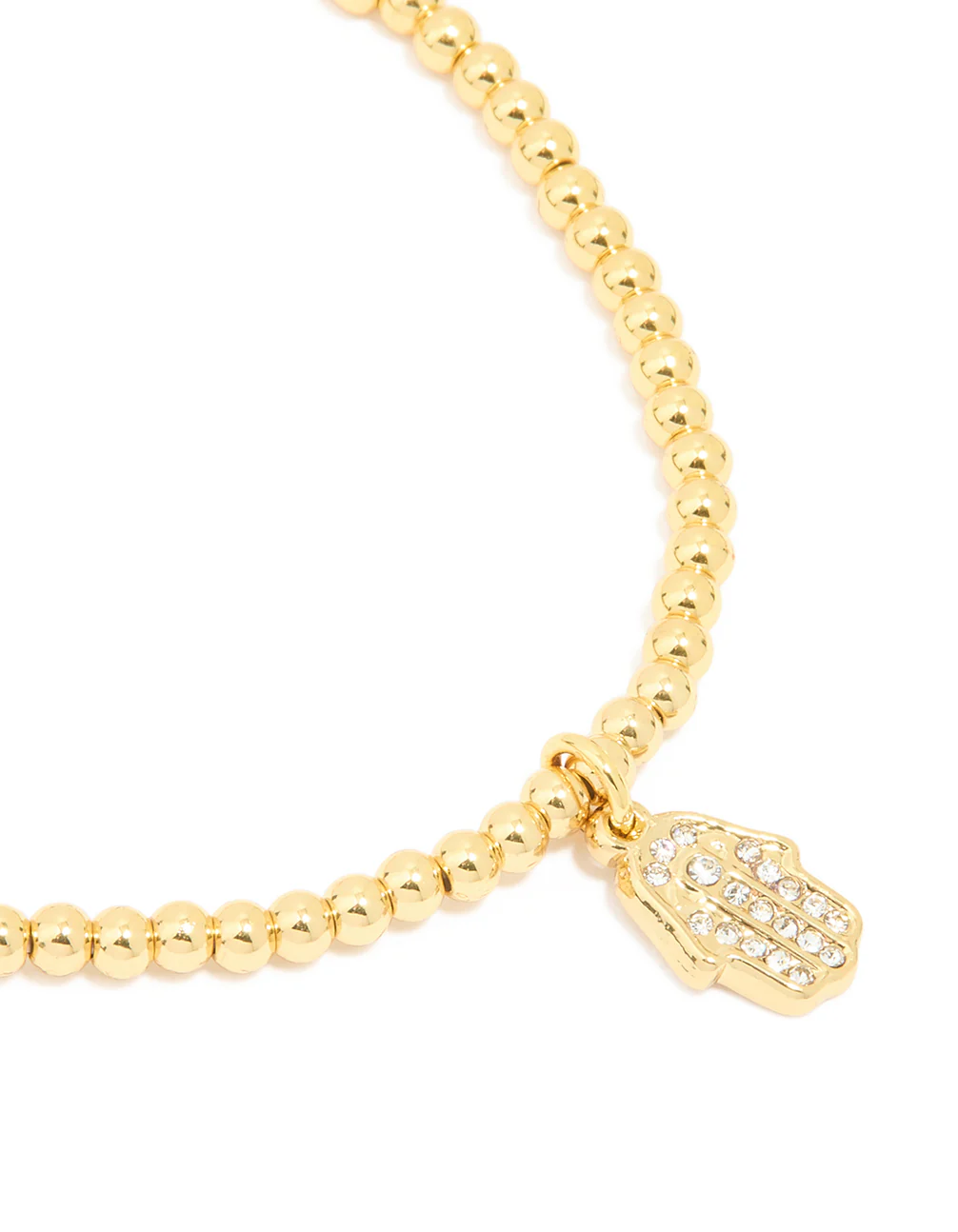 Waterproof Gold Plated Stainless Steel Hamsa Stretch Bracelet - Image 2