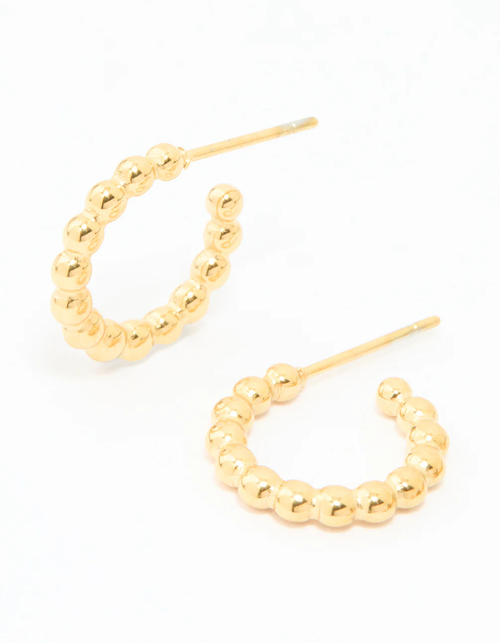 Waterproof Gold Plated Stainless Steel Hand & Bubble Huggie Earrings 2-Pack - Image 4