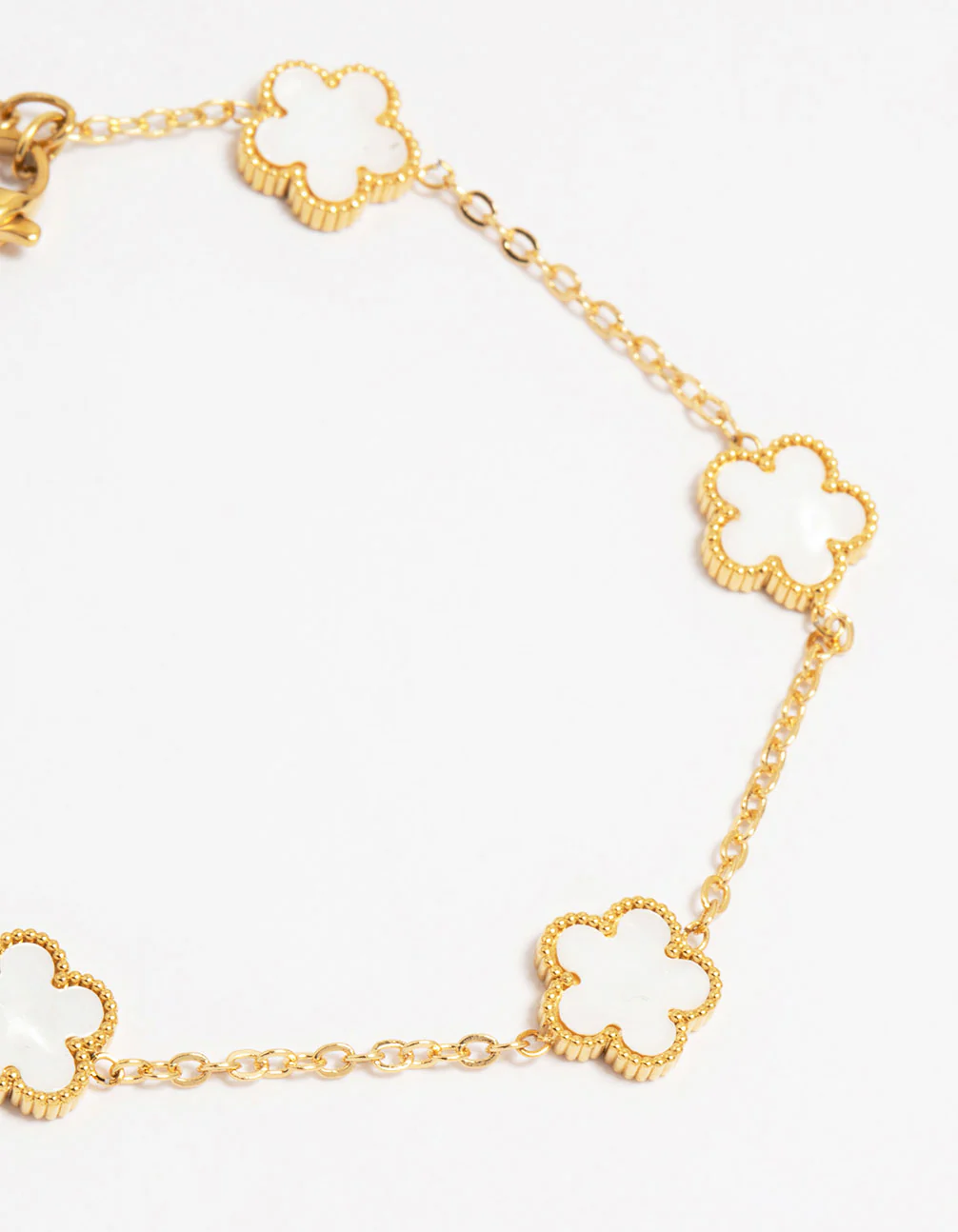Waterproof Gold Plated Stainless Steel Flower Station Bracelet - Image 2