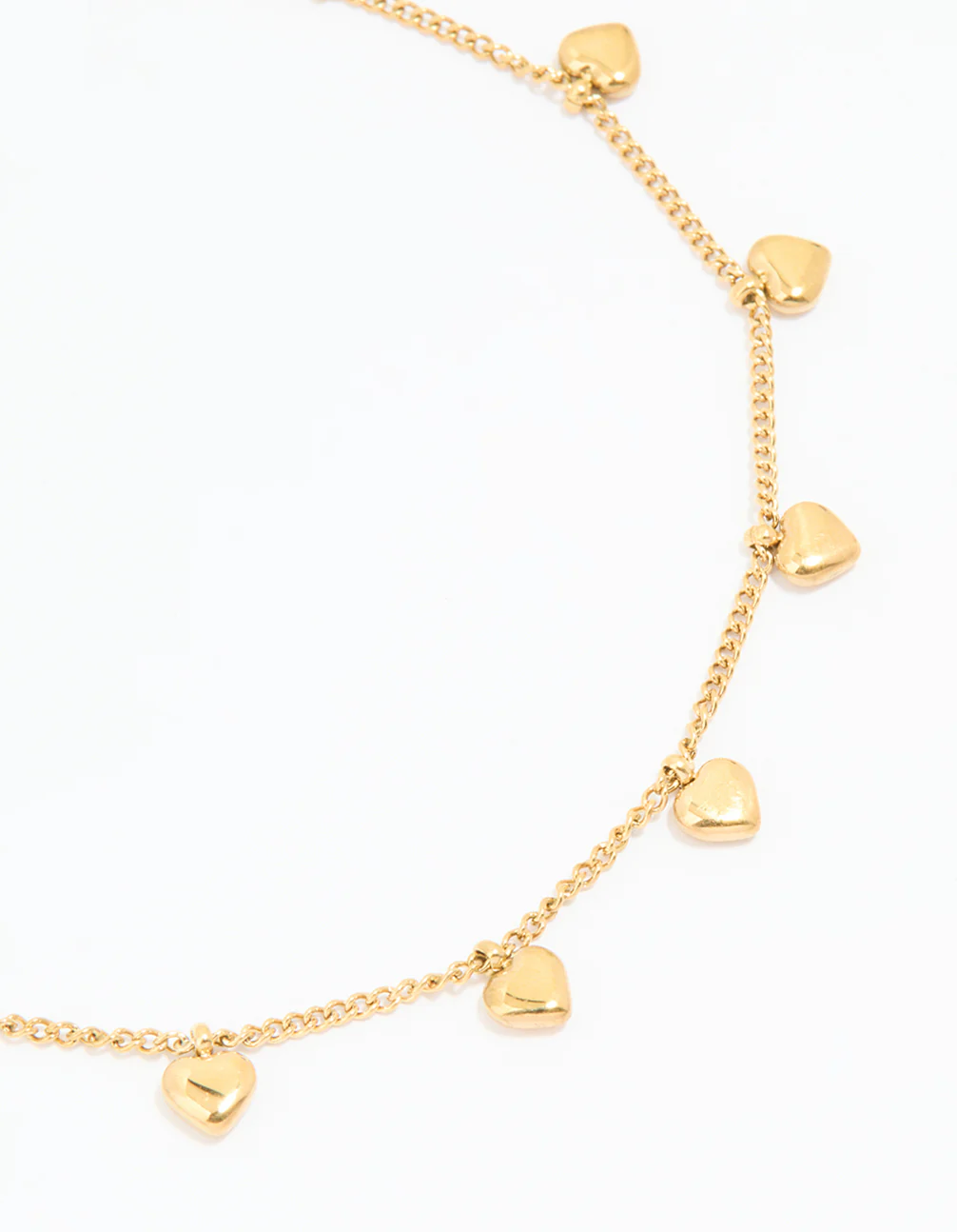 Waterproof Gold Plated Stainless Steel Heart Charms Anklet - Image 2