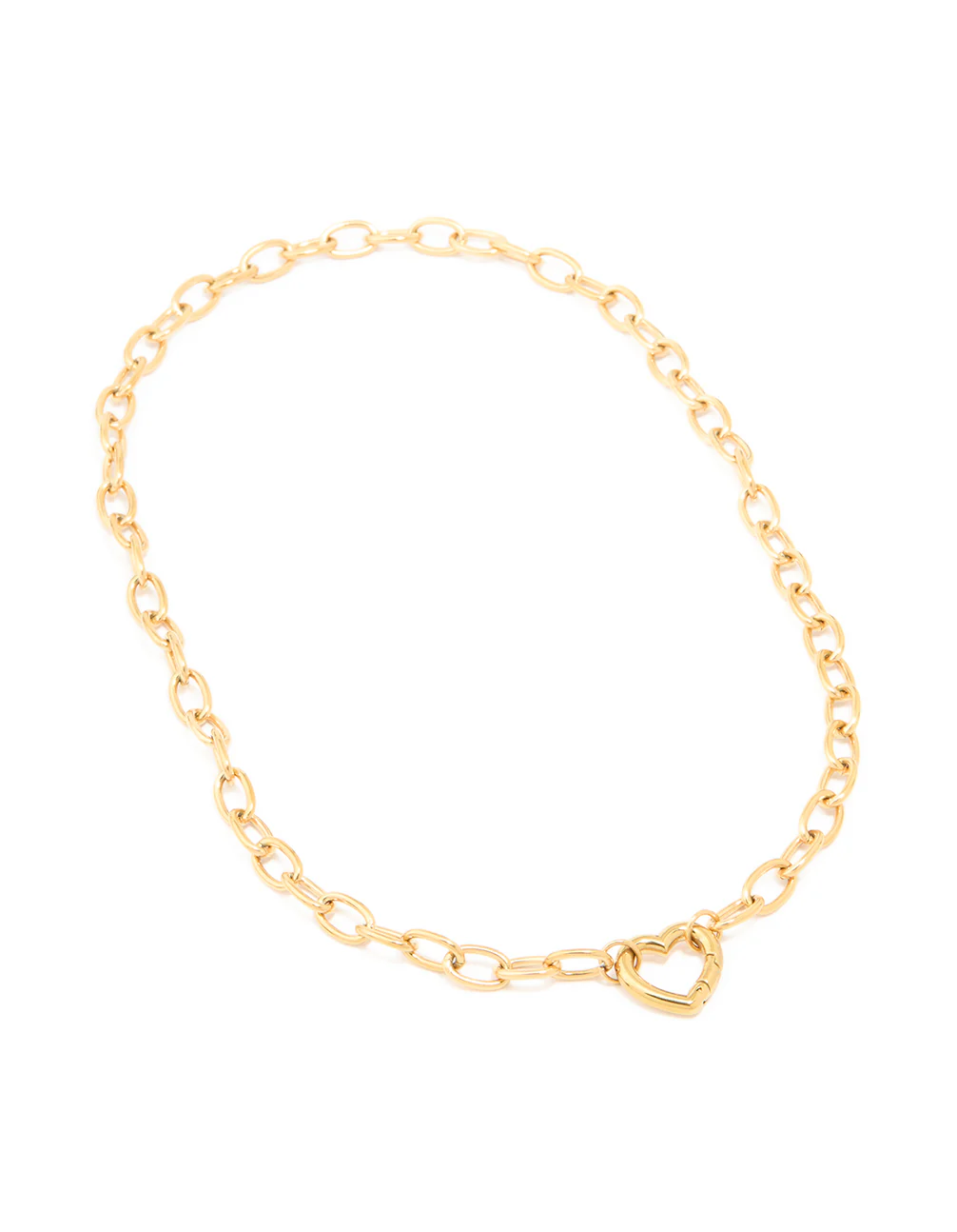 Waterproof Gold Plated Stainless Steel Heart Clasp Chain Necklace - Image 4
