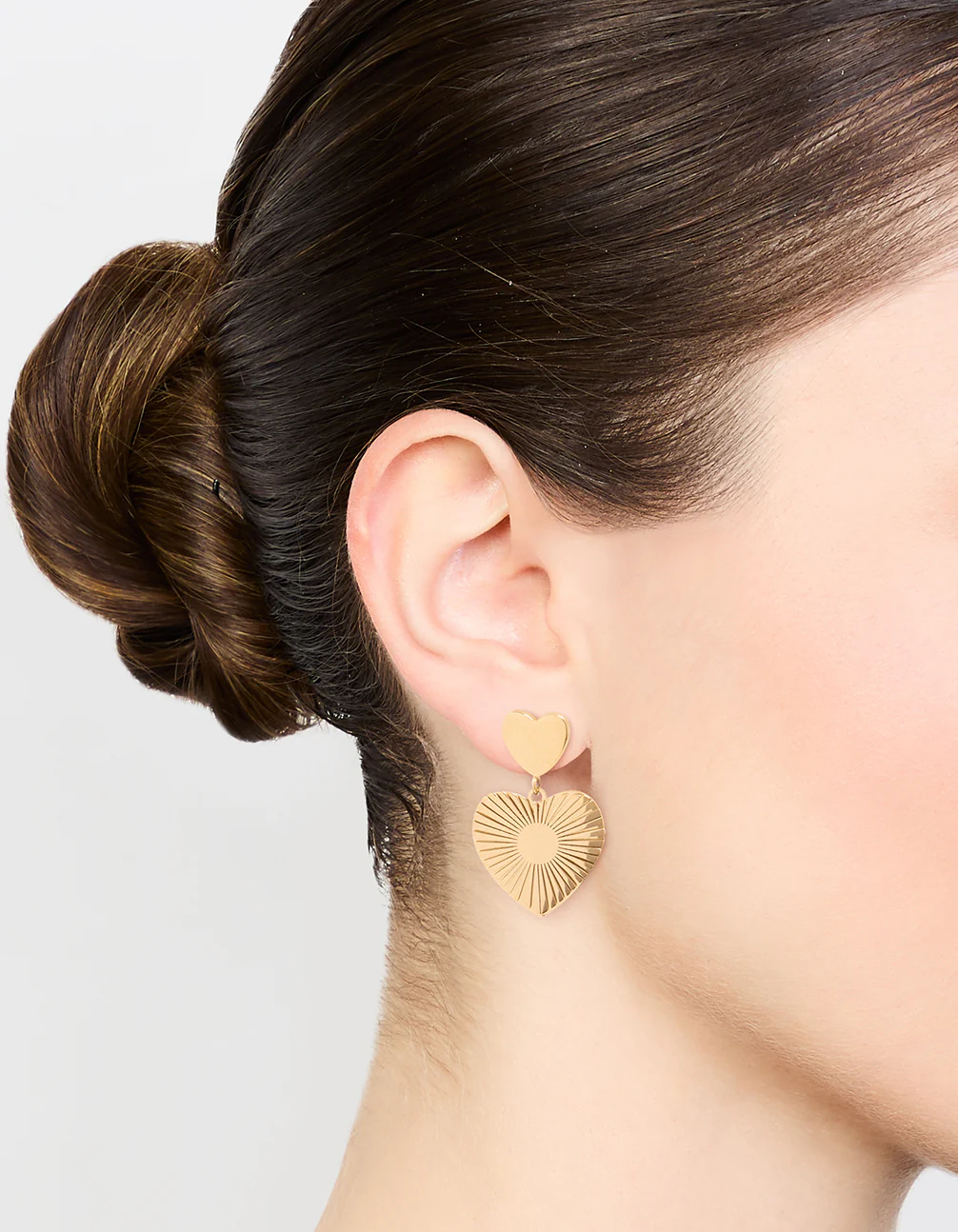 Waterproof Gold Plated Stainless Steel Heart Drop Earrings - Image 2