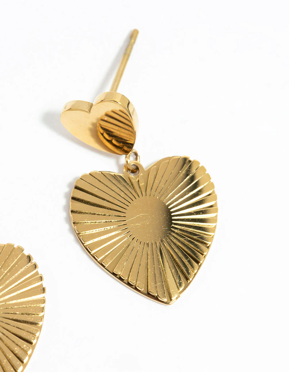 Waterproof Gold Plated Stainless Steel Heart Drop Earrings - Image 5