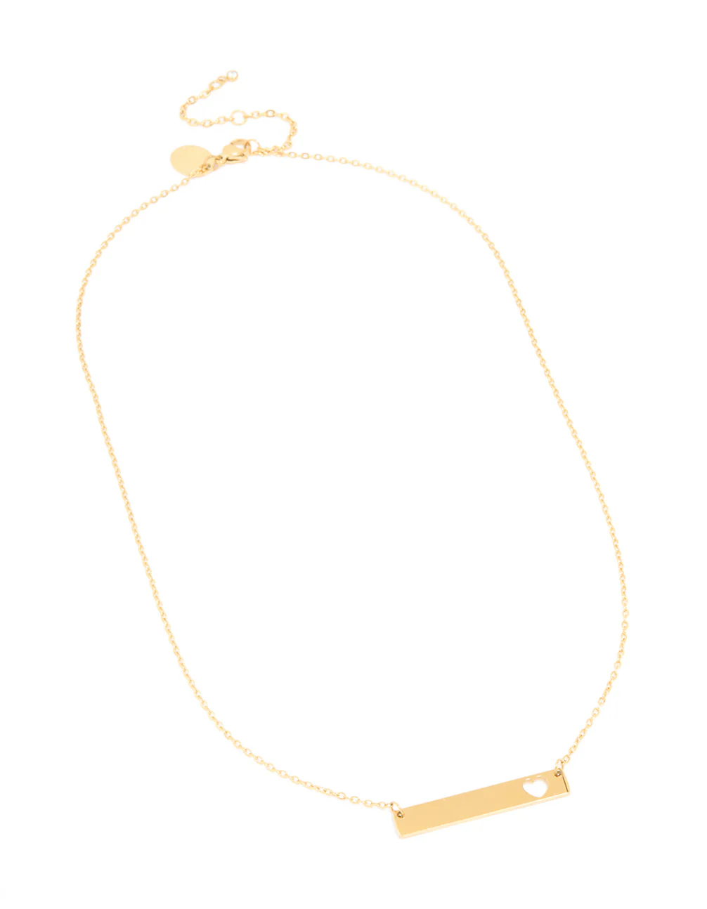 Waterproof Gold Plated Stainless Steel Heart Engravable Bar Necklace - Image 2