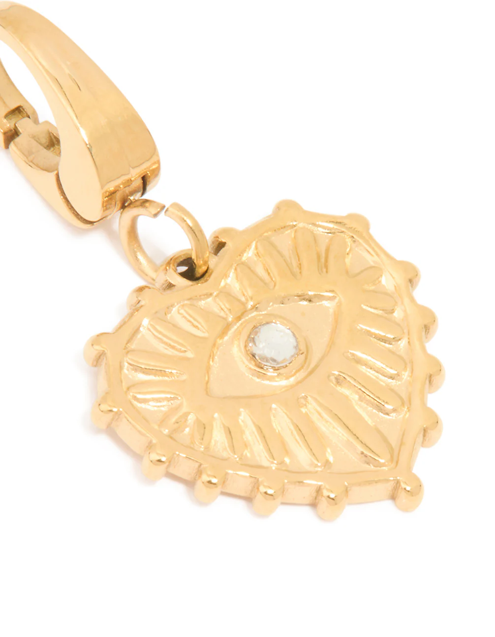 Waterproof Gold Plated Stainless Steel Heart & Evil Eye Charm - Image 2
