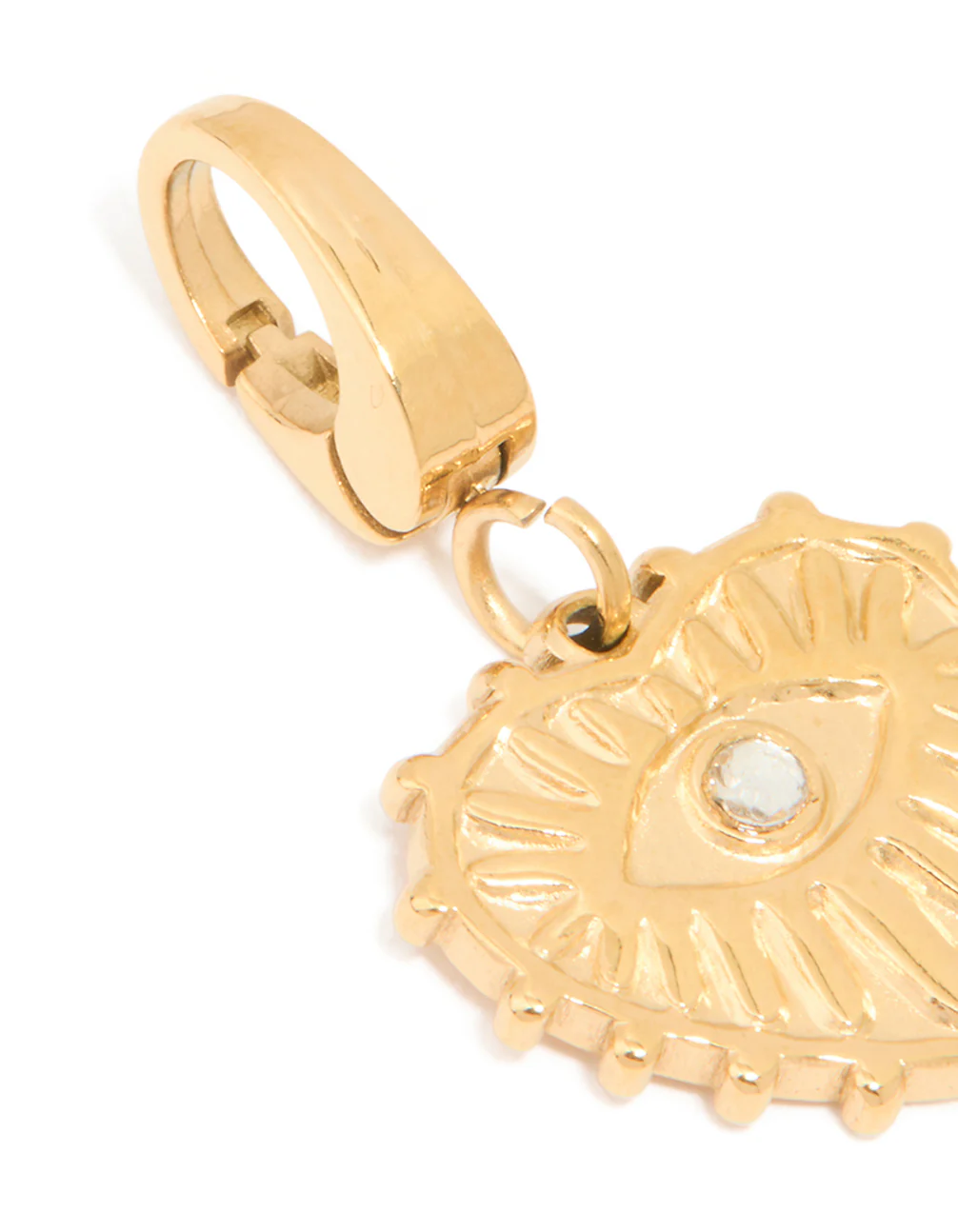 Waterproof Gold Plated Stainless Steel Heart & Evil Eye Charm - Image 3