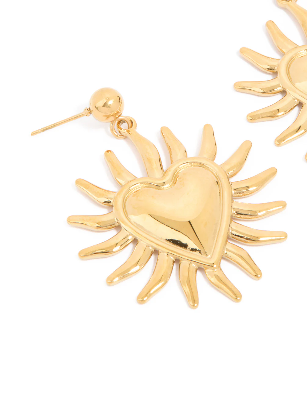 Waterproof Gold Plated Stainless Steel Heart Flower Statement Earrings - Image 4