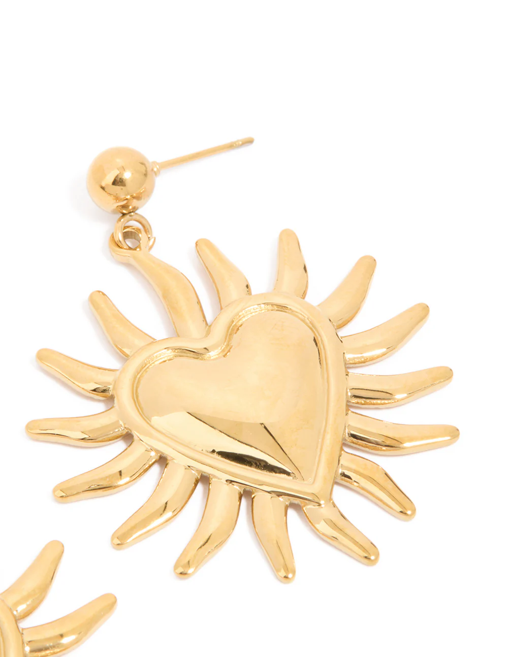 Waterproof Gold Plated Stainless Steel Heart Flower Statement Earrings - Image 5
