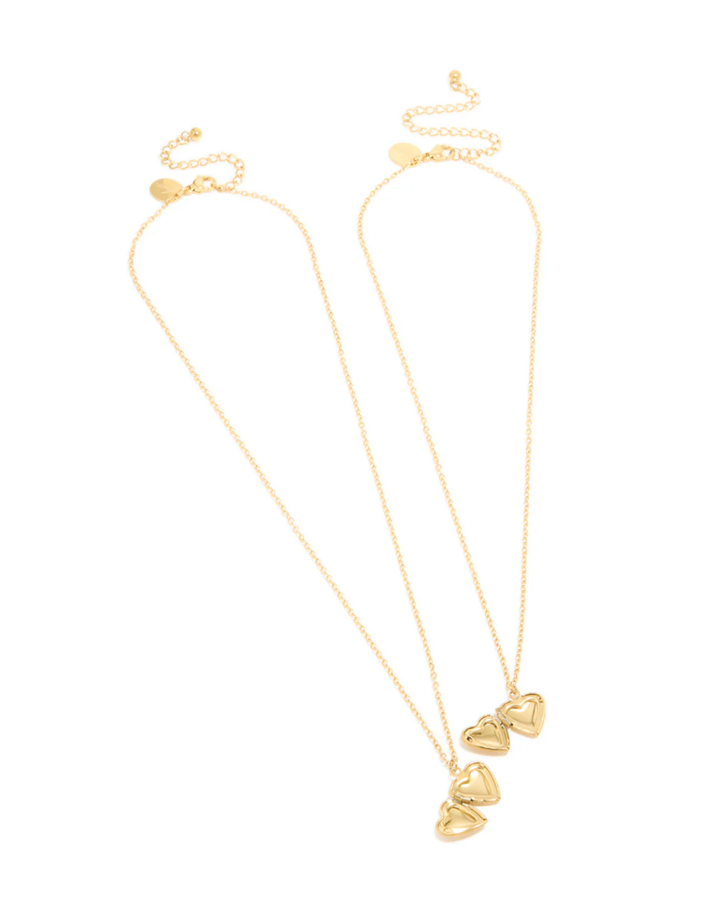 Waterproof Gold Plated Stainless Steel Heart Locket Necklaces 2-Pack - Image 2