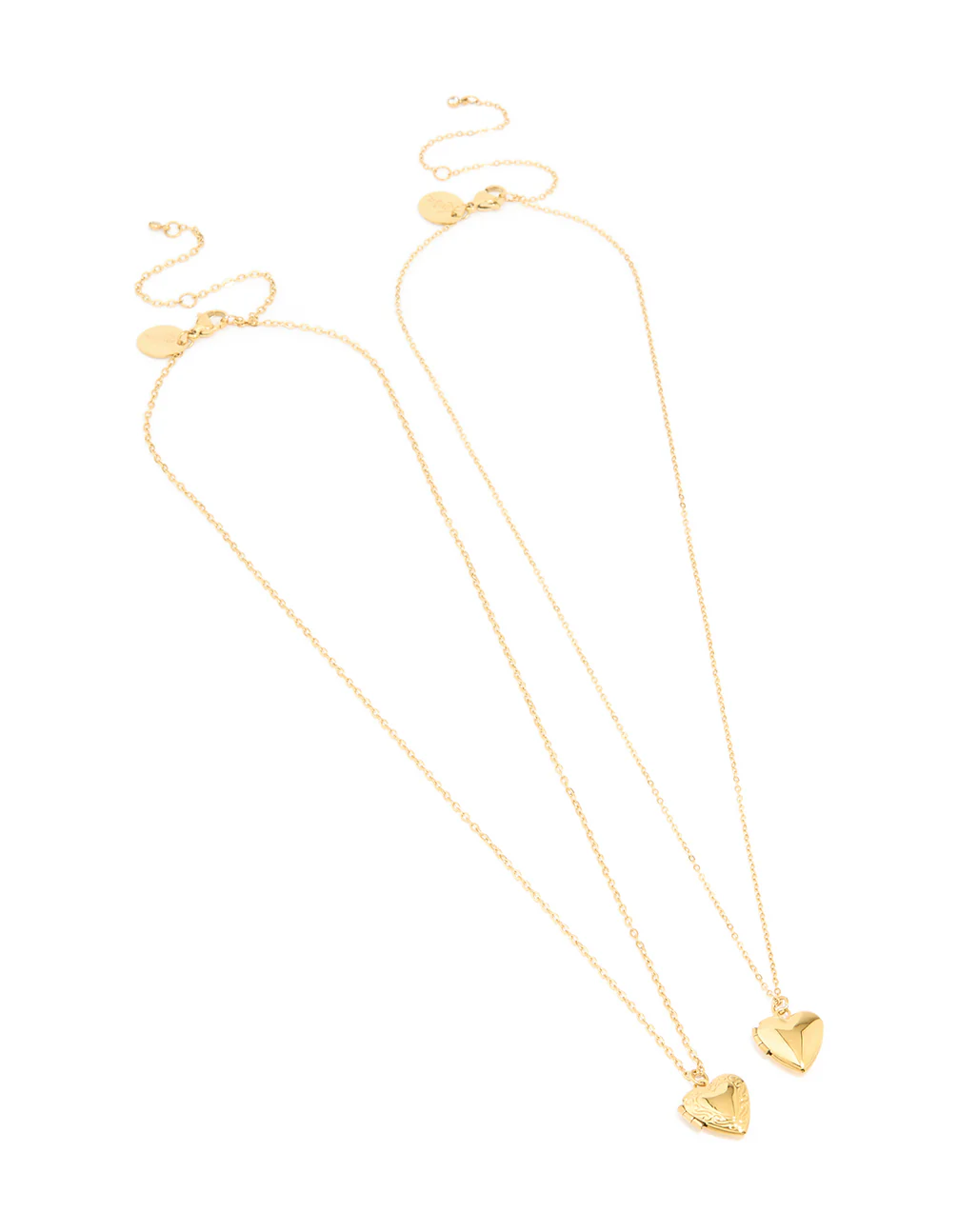 Waterproof Gold Plated Stainless Steel Heart Locket Necklaces 2-Pack - Image 2
