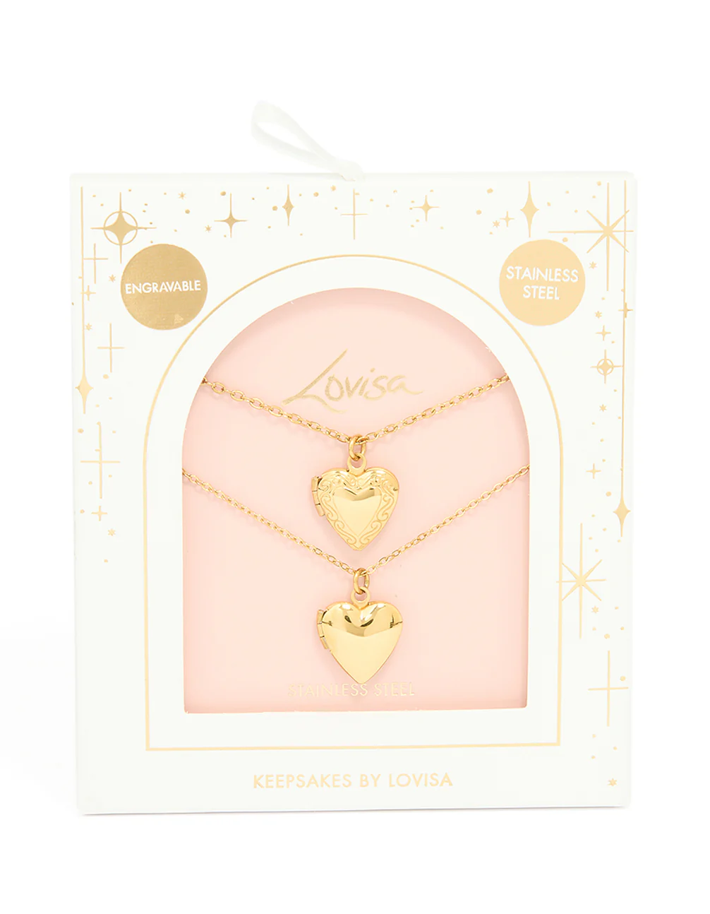 Waterproof Gold Plated Stainless Steel Heart Locket Necklaces 2-Pack - Image 3