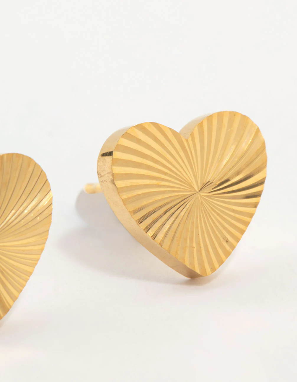 Waterproof Gold Plated Stainless Steel Heart Stud Earrings - Image 5
