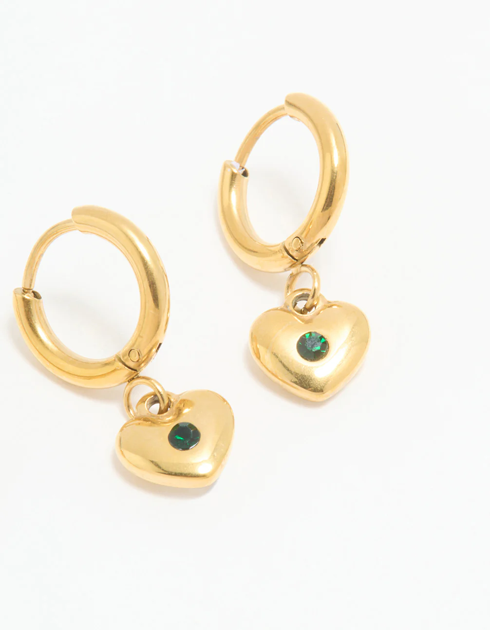Waterproof Gold Plated Stainless Steel Heart Stud & Huggie Earrings 2-Pack - Image 3