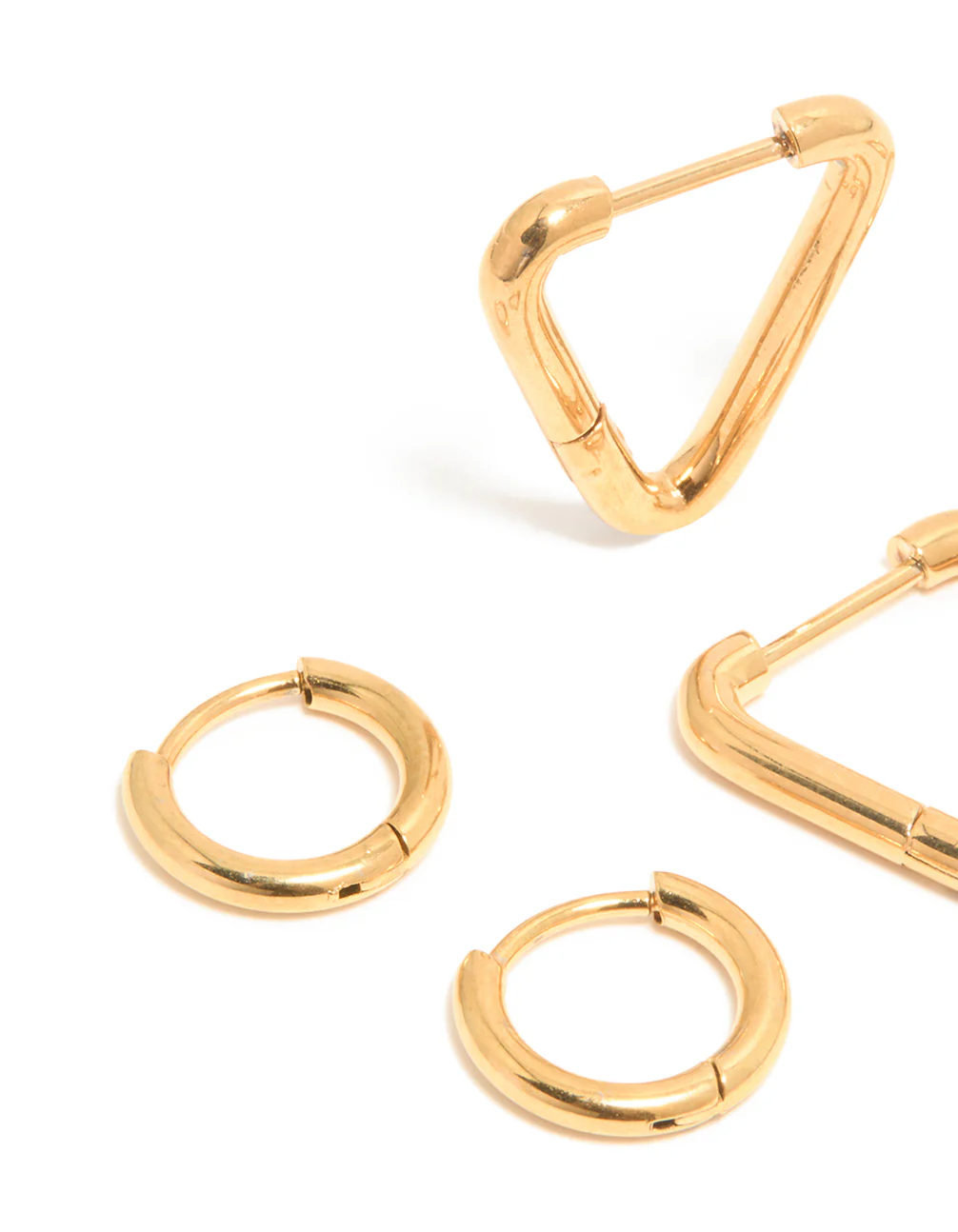 Waterproof Gold Plated Stainless Steel Hoop Earrings 3-Pack - Image 2