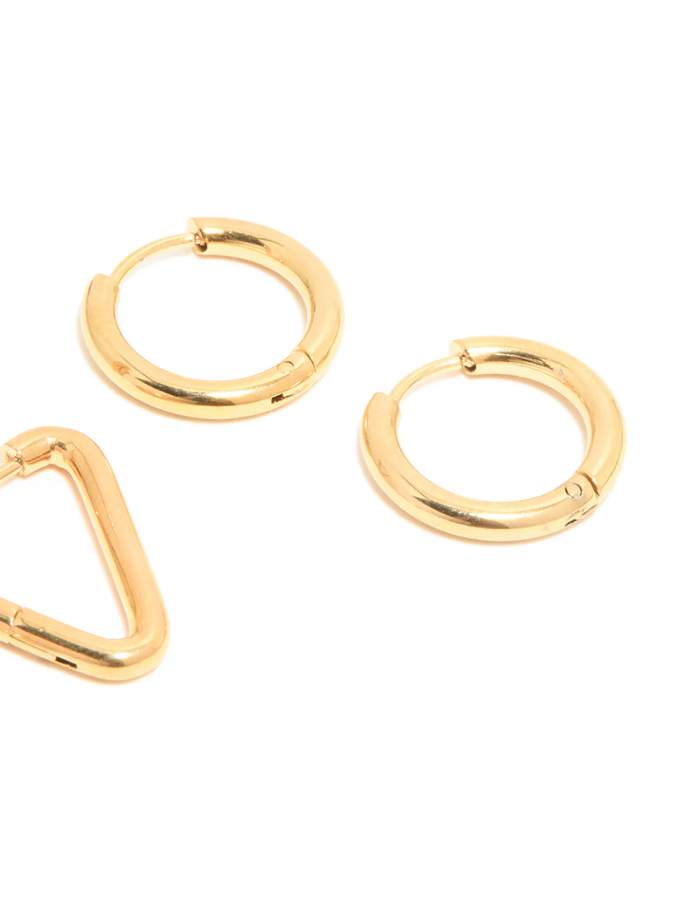 Waterproof Gold Plated Stainless Steel Hoop Earrings 3-Pack - Image 3
