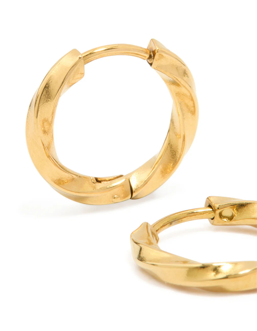 Waterproof Gold Plated Stainless Steel Huggie Earrings - Image 2