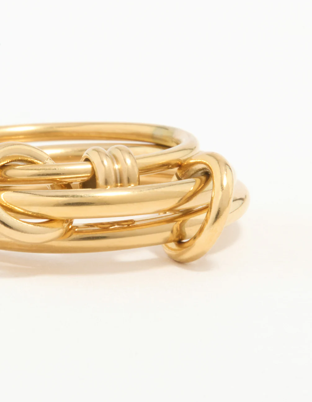 Waterproof Gold Plated Stainless Steel Interlooped Stacking Linked Ring - Image 2