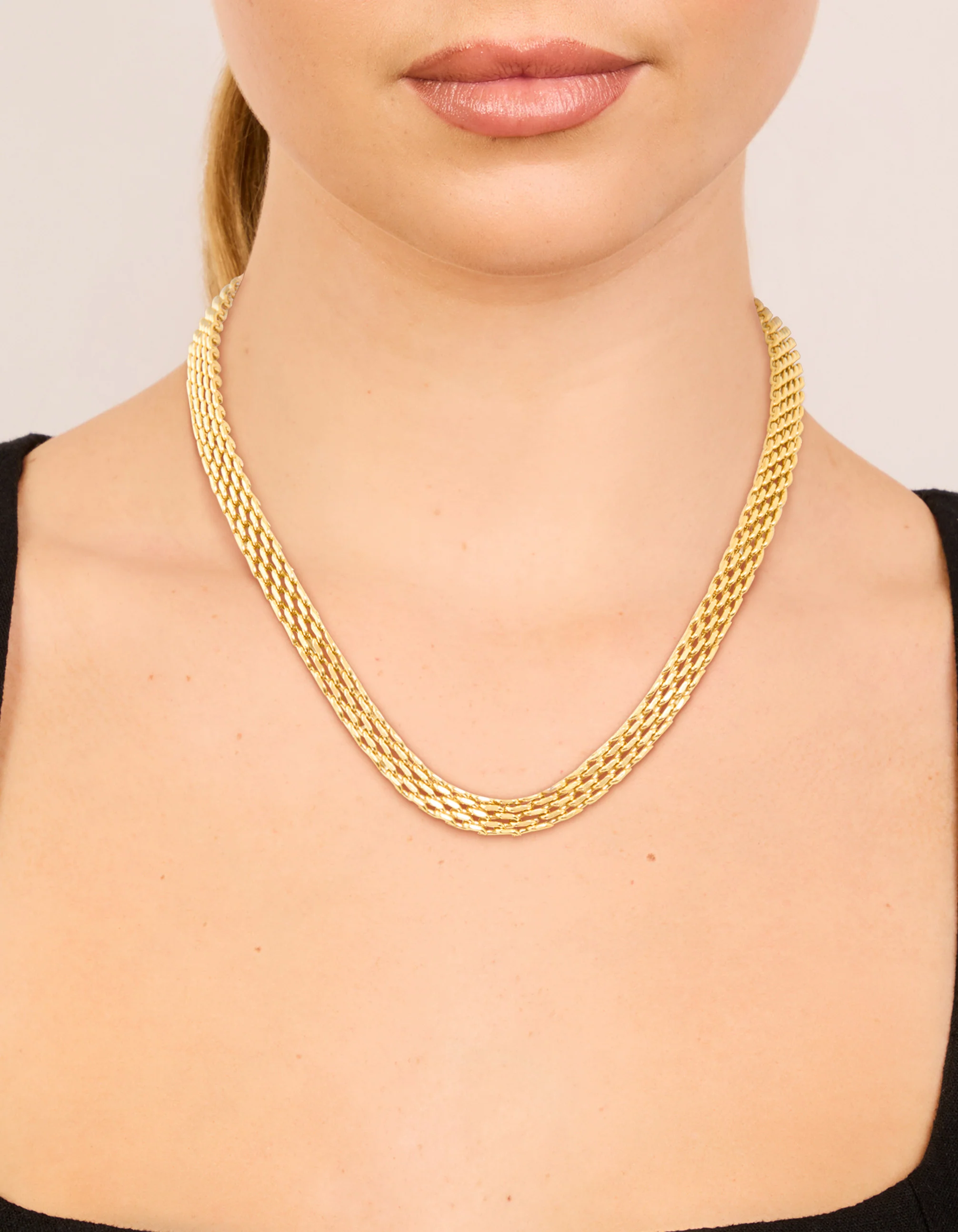 Waterproof Gold Plated Stainless Steel Interwoven Chain Necklace - Image 6