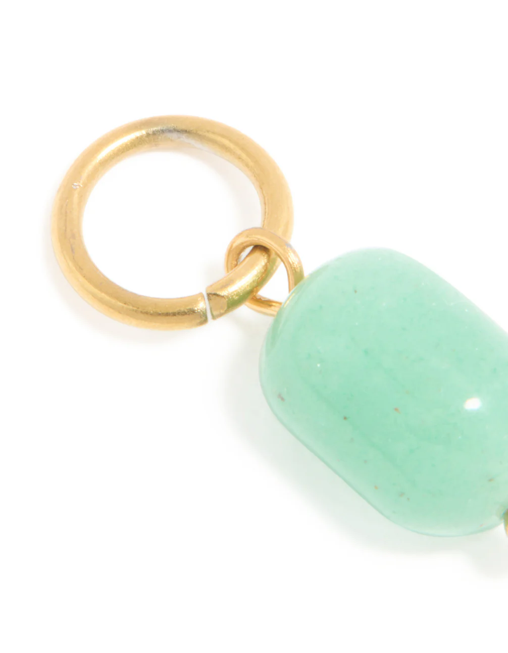 Waterproof Gold Plated Stainless Steel Jade Semi Precious Stone Charm - Image 2