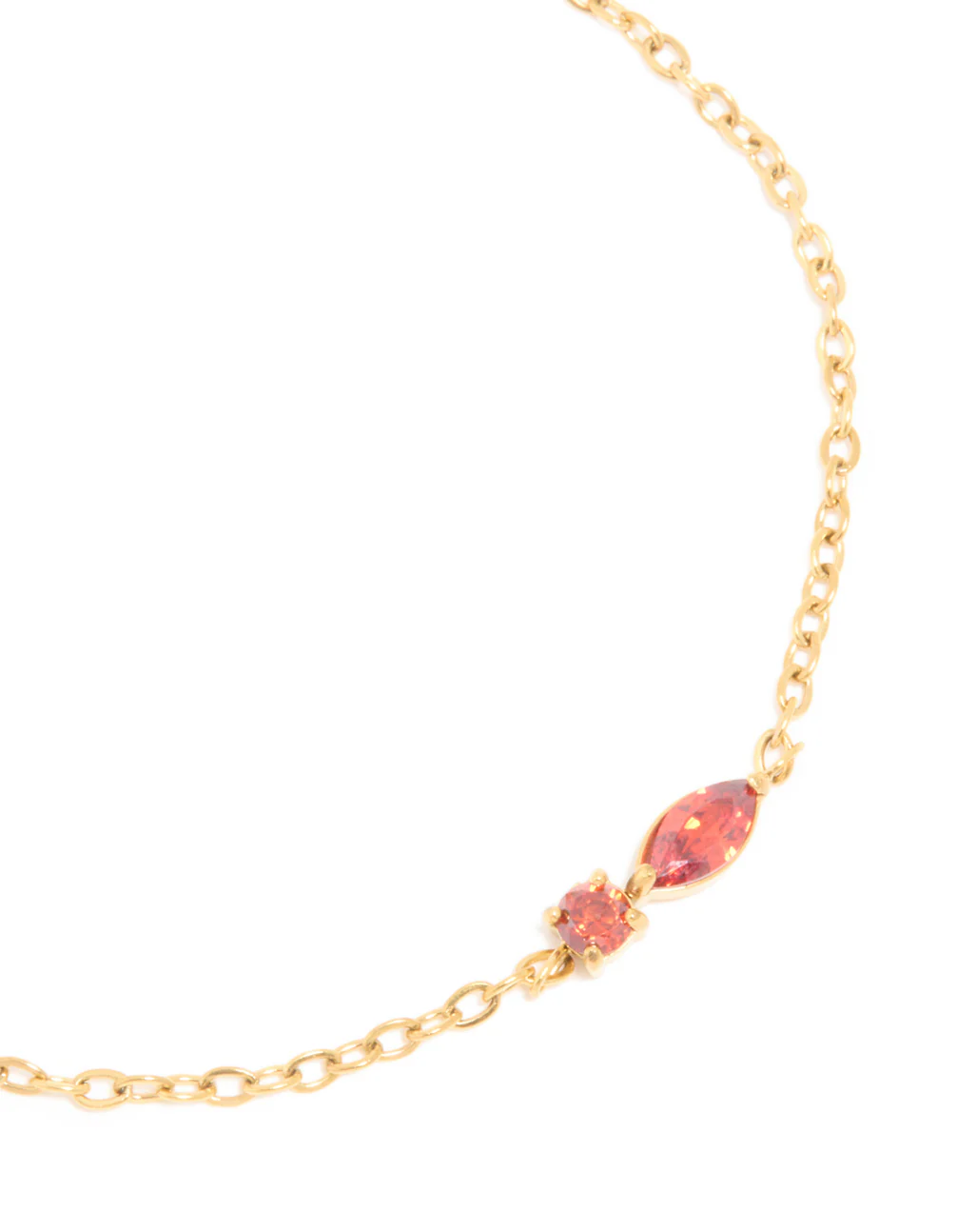 Waterproof Gold Plated Stainless Steel January Red Cubic Zirconia Birthstone Bracelet - Image 4