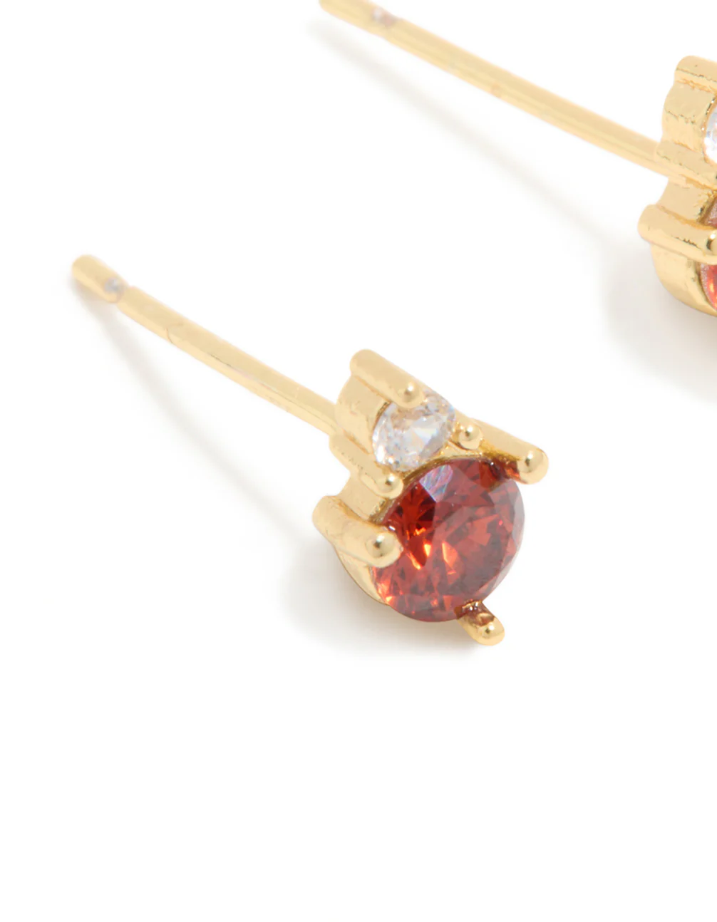 Waterproof Gold Plated Stainless Steel July Cubic Zirconia Duo Stud Earrings - Image 4