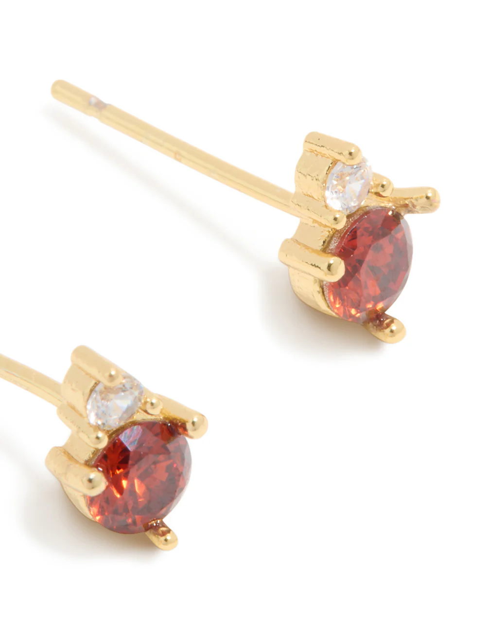 Waterproof Gold Plated Stainless Steel July Cubic Zirconia Duo Stud Earrings - Image 5